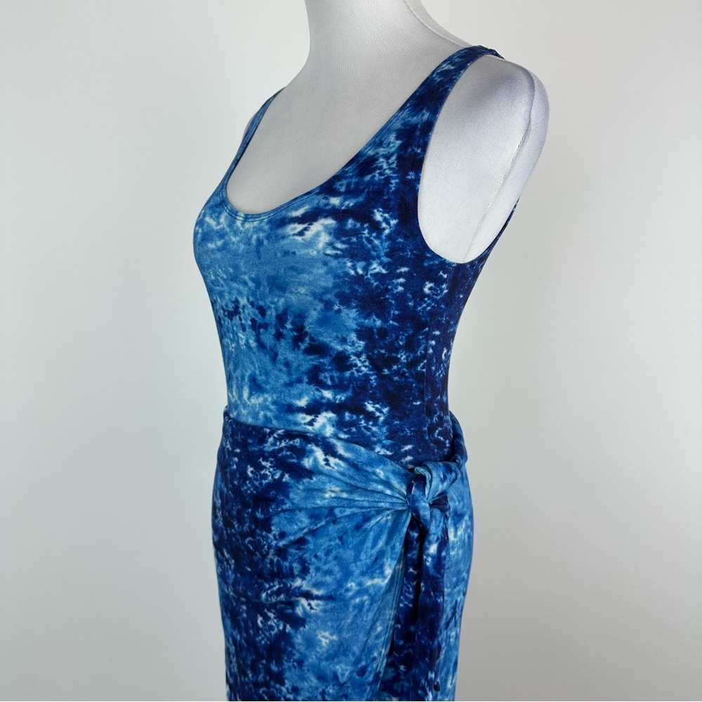 Reformation Jeans Blue Watercolor Kaila Wrap Tank Midi Dress Size Small - Picture 7 of 13